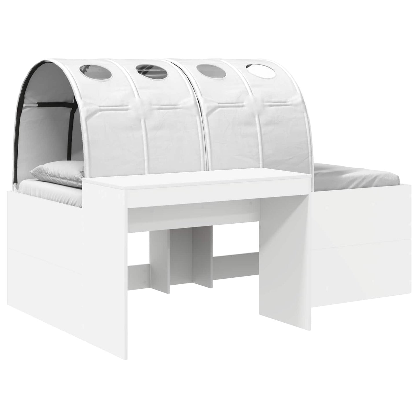 Bed Frame with Tunnel with Shelf 3 pcs White Engineered Wood