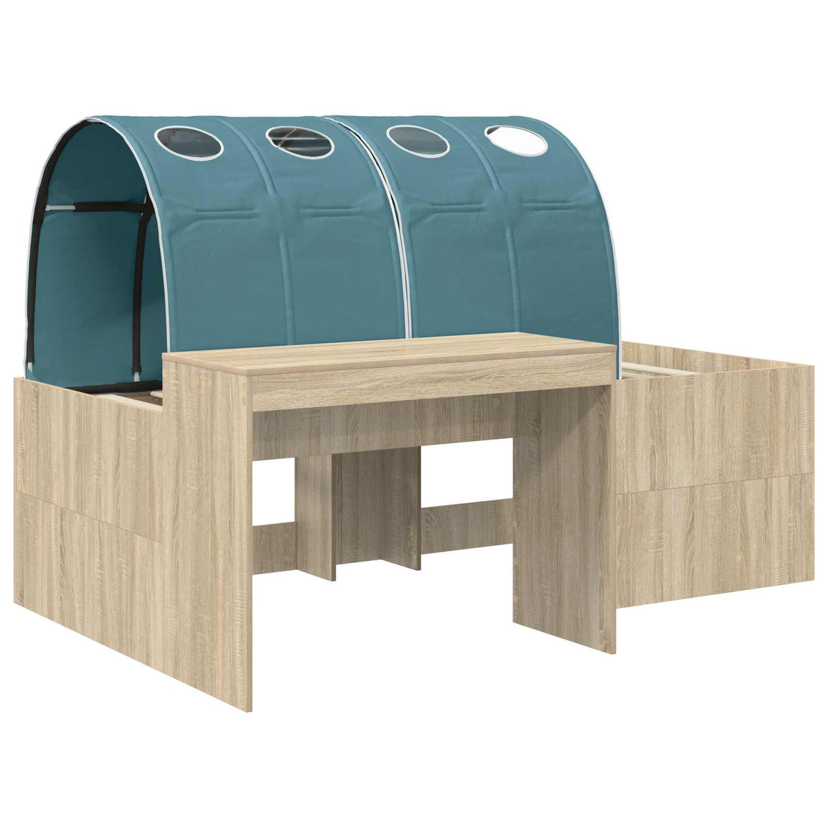 Bed with Tunnel 3 pcs Sonoma Oak and Light Blue Engineered Wood
