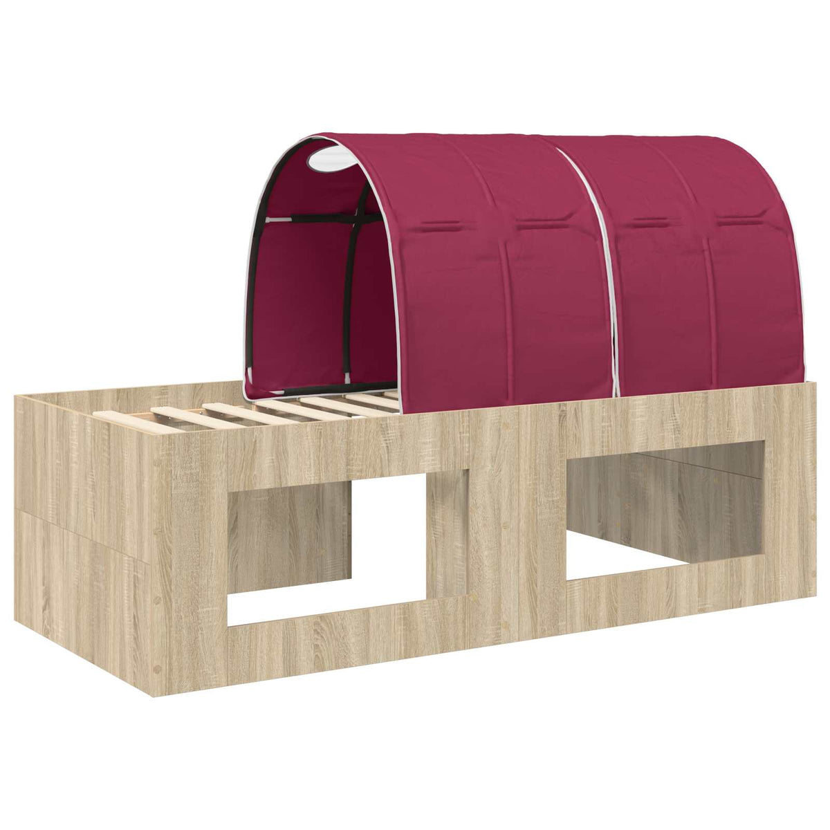 Bed with Tunnel 3 pcs Sonoma Oak and Red Engineered Wood