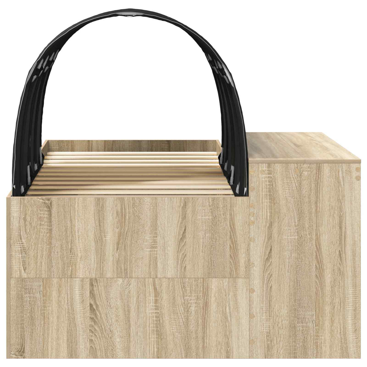 Bed with Tunnel 3 pcs Sonoma Oak and Black Engineered Wood