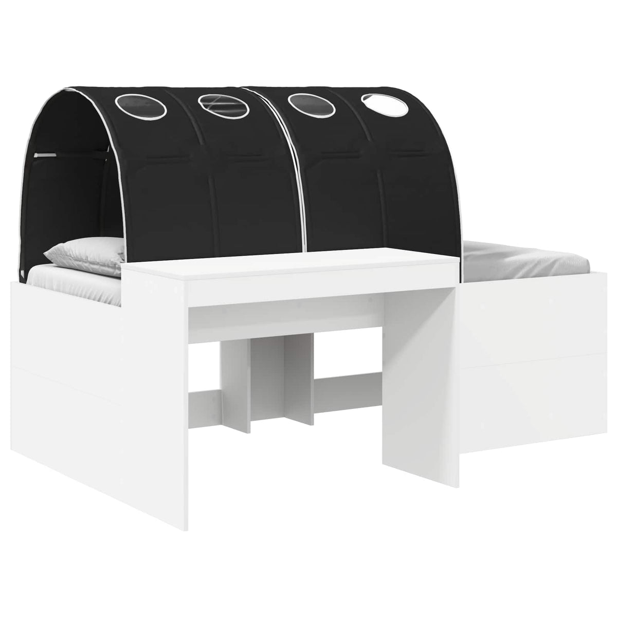 Bed with Tunnel 3 pcs White and Black Engineered Wood