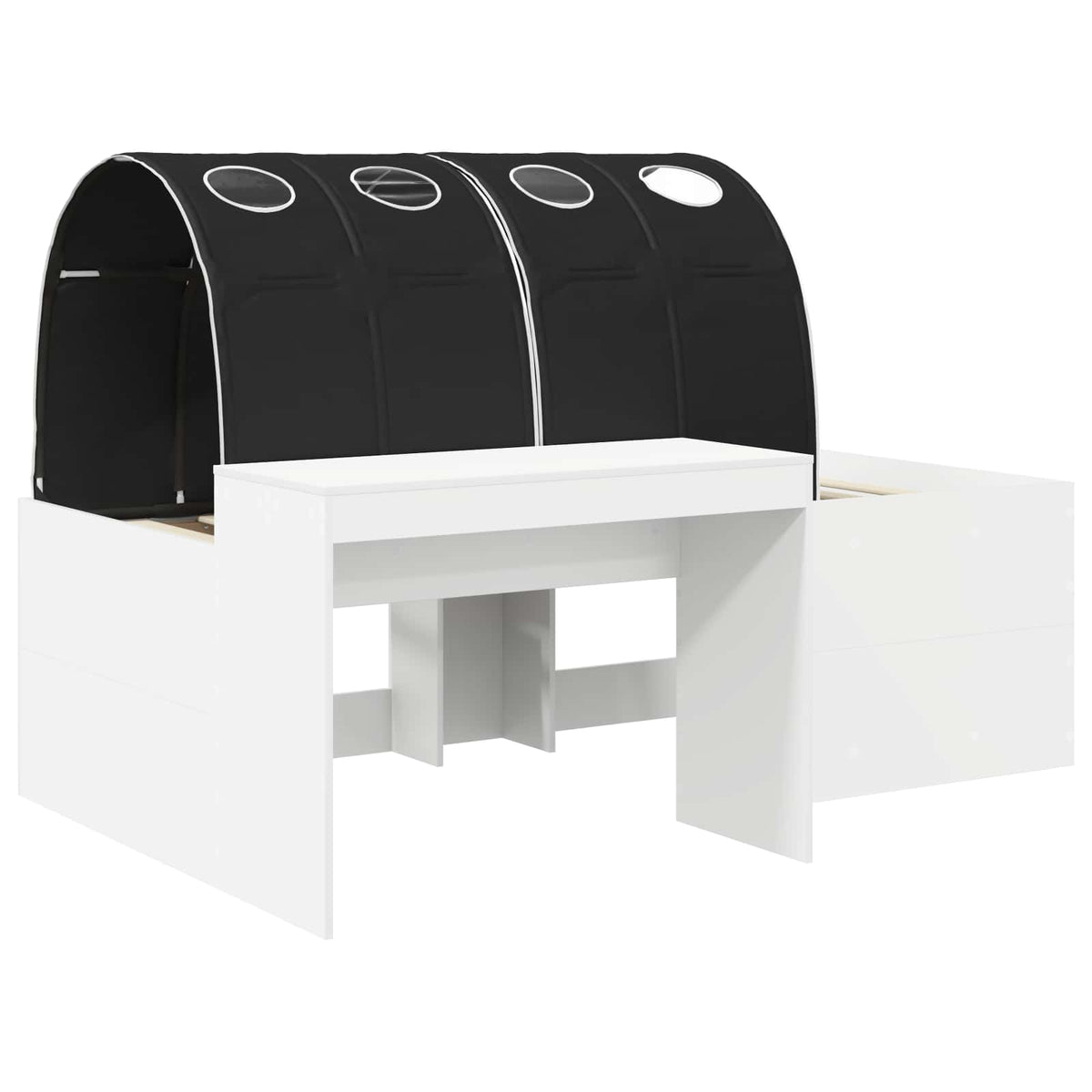 Bed with Tunnel 3 pcs White and Black Engineered Wood