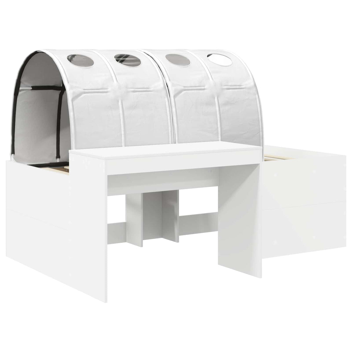Bed with Tunnel 3 pcs White Engineered Wood