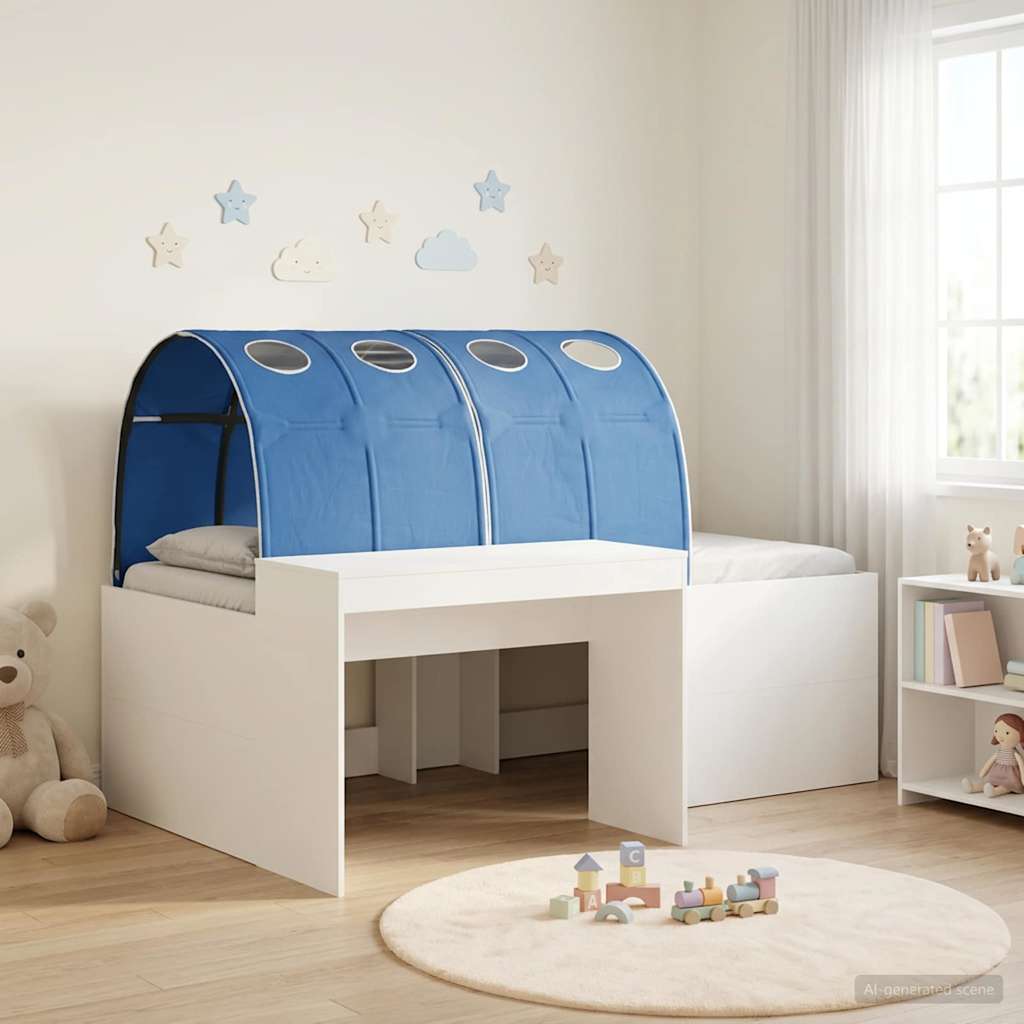Bed with Tunnel 3 pcs White and Blue 75 x 193 cm