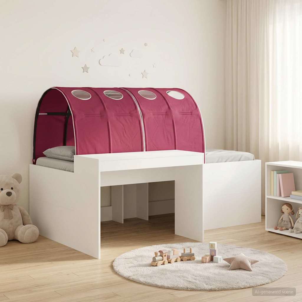Bed with Tunnel 3 pcs White and Red 75 x 193 cm Engineered Wood
