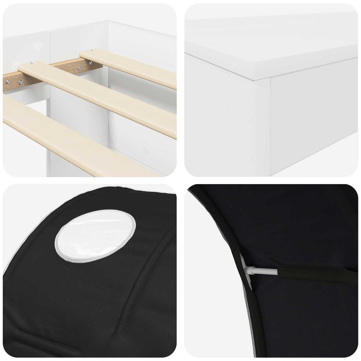 Bed with Tunnel 3 pcs White and Black 75 x 193 cm