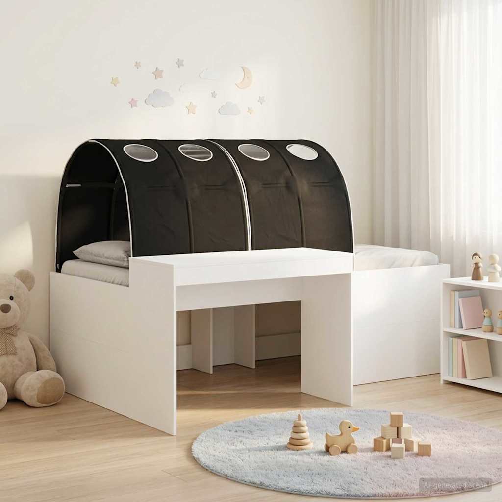 Bed with Tunnel 3 pcs White and Black 75 x 193 cm