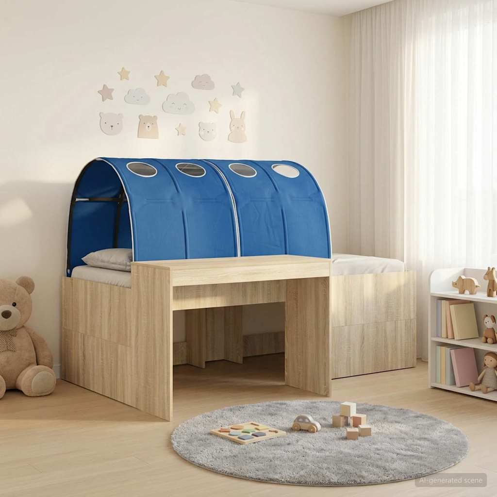 Bed with Tunnel 3 pcs Artisian Oak and Blue Engineered Wood