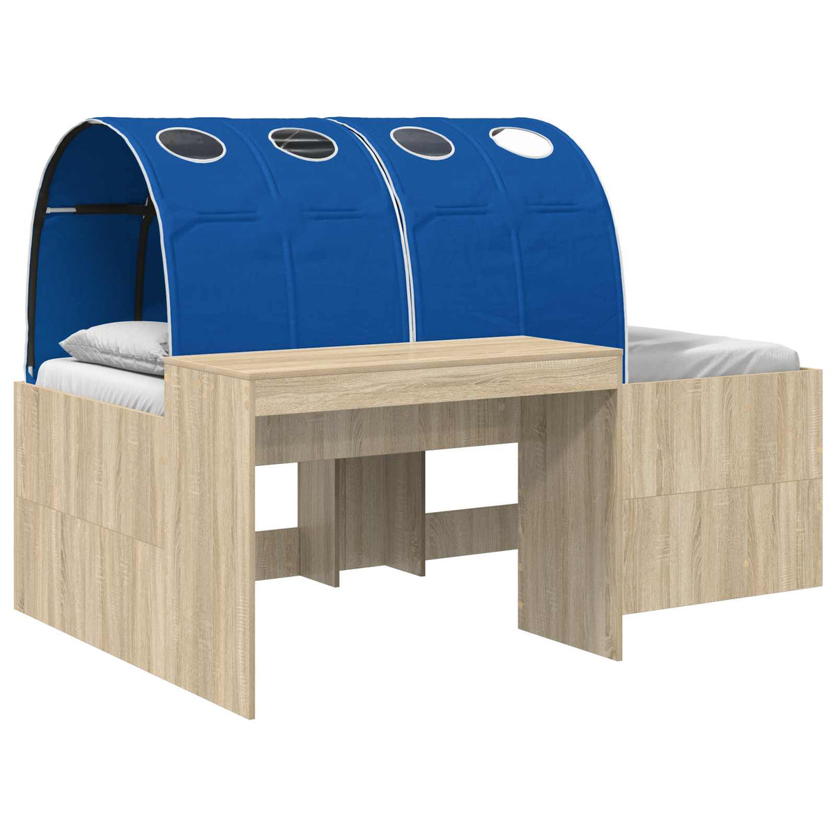 Bed with Tunnel 3 pcs Artisian Oak and Blue Engineered Wood