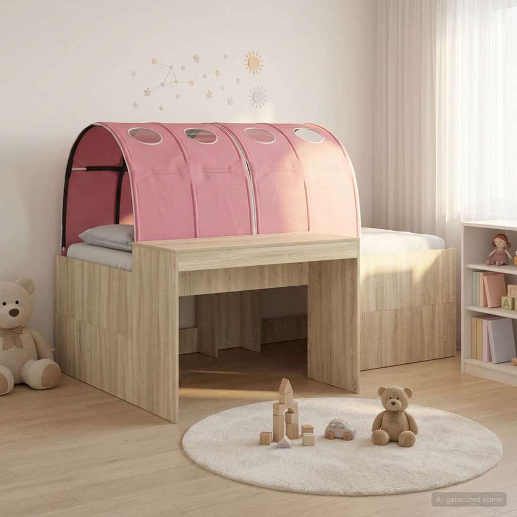 Bed with Tunnel 3 pcs Artisian Oak and Pink Engineered Wood