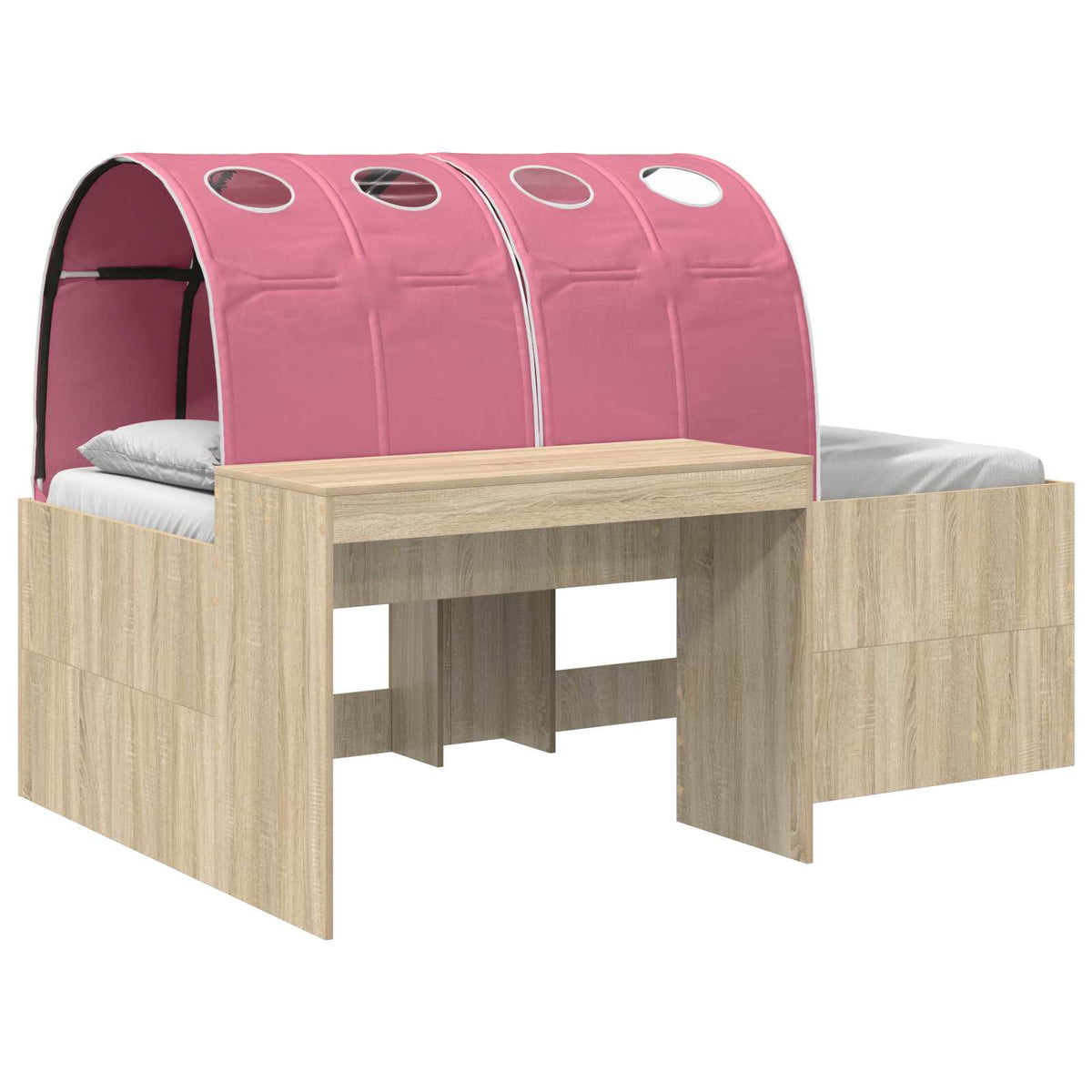 Bed with Tunnel 3 pcs Artisian Oak and Pink Engineered Wood