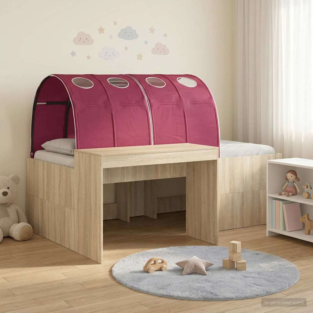 Bed with Tunnel 3 pcs Artisian Oak and Red Engineered Wood