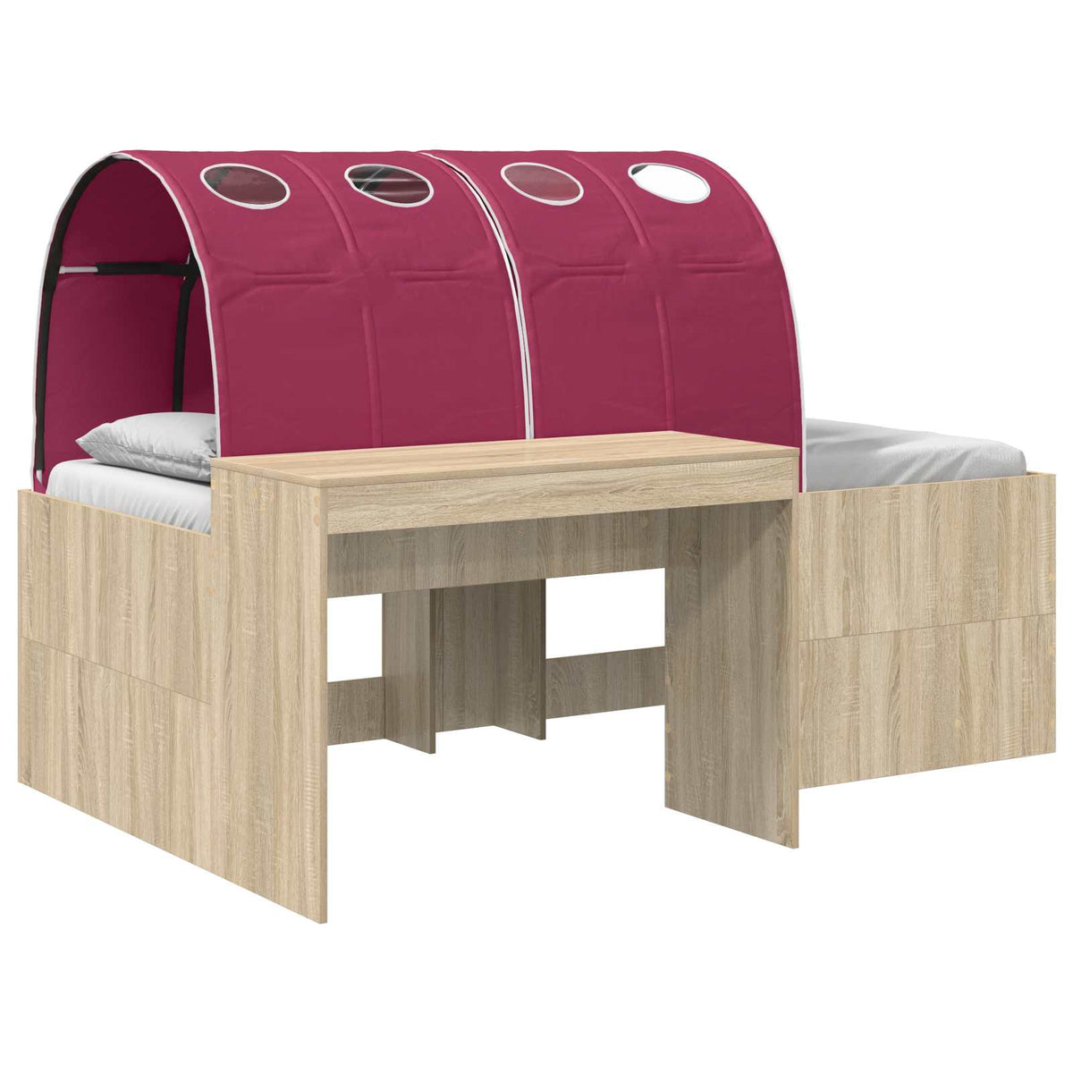Bed with Tunnel 3 pcs Artisian Oak and Red Engineered Wood