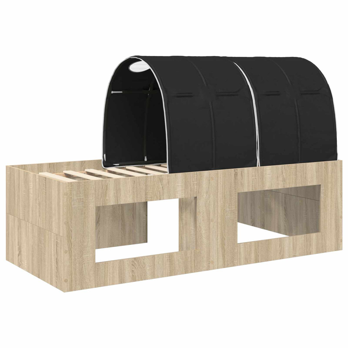Bed with Tunnel 3 pcs Sonoma Oak and Black 75 x 193 cm