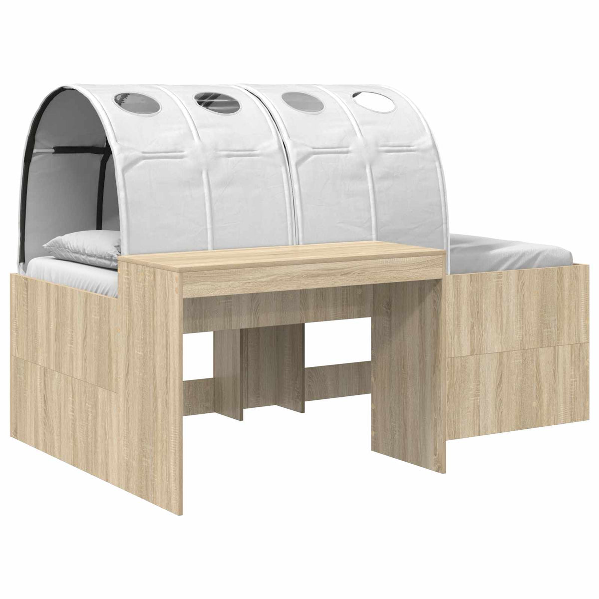 Bed with Tunnel 3 pcs Sonoma Oak and Black 75 x 193 cm