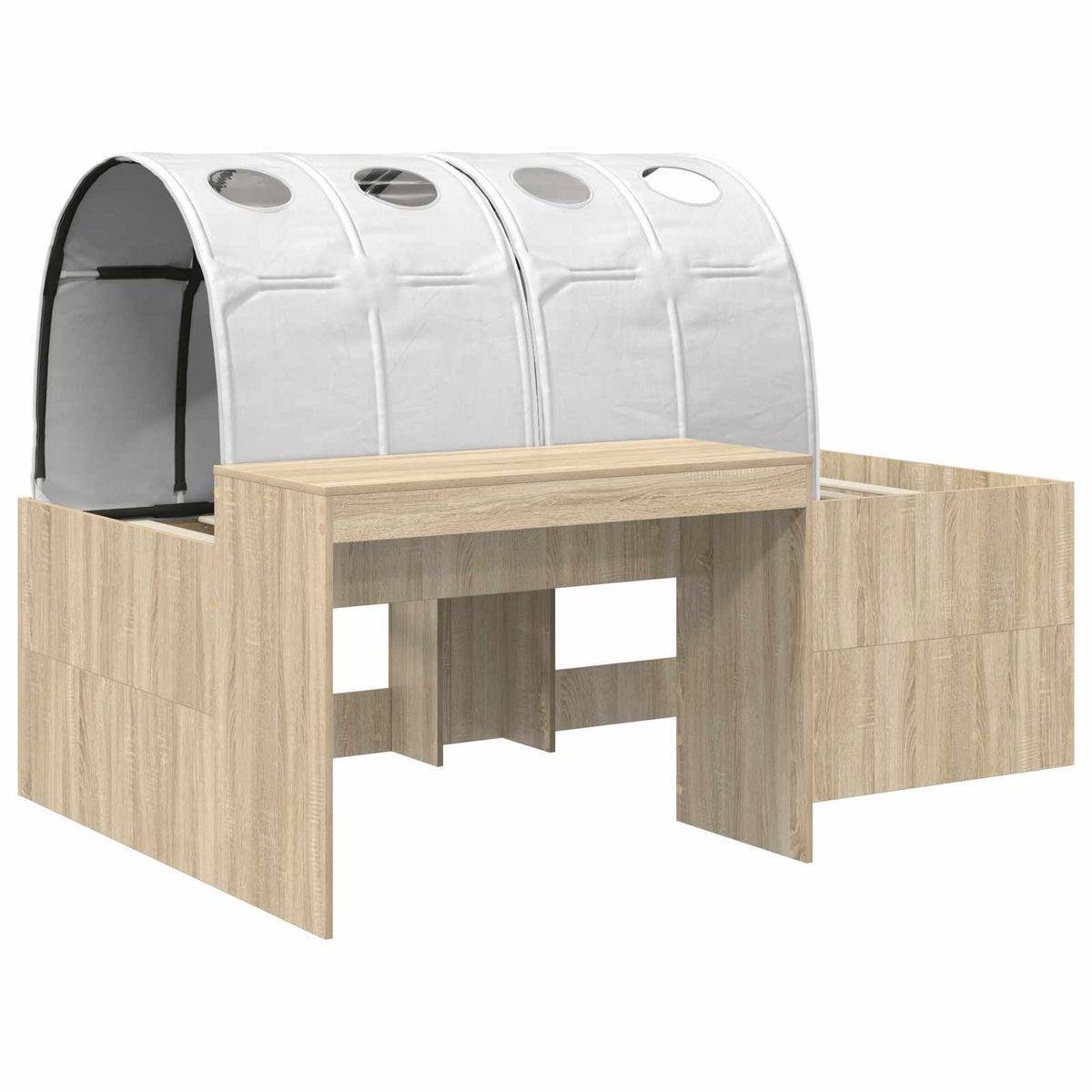 Bed with Tunnel 3 pcs Sonoma Oak and Black 75 x 193 cm