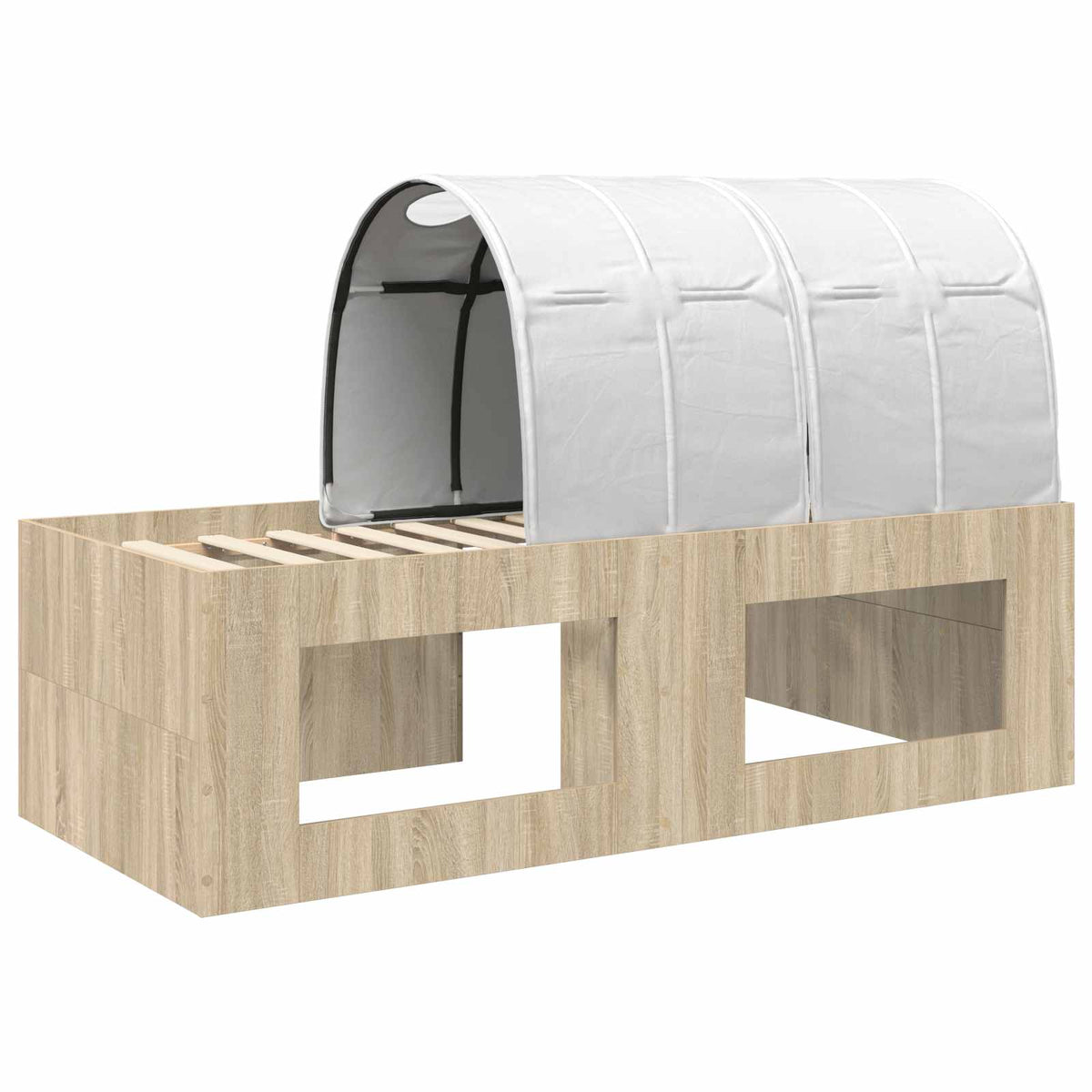 Bed with Tunnel 3 pcs Sonoma Oak and Black 75 x 193 cm