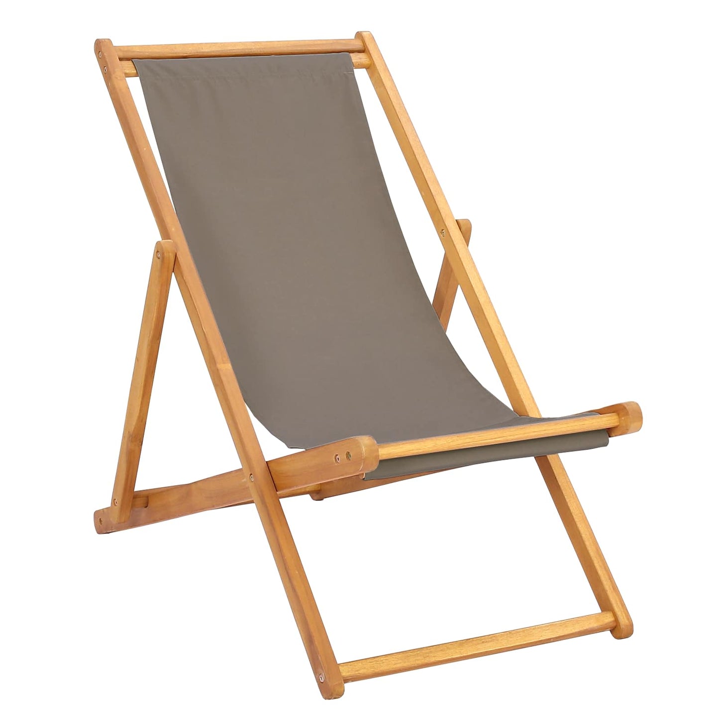 Beach Chair Taupe Solid Teak Wood