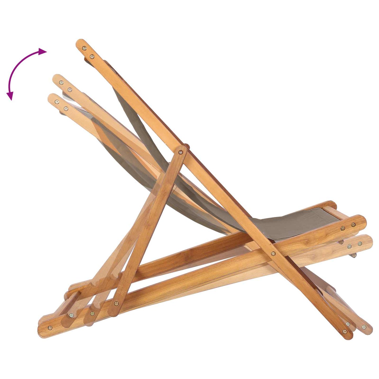 Beach Chair Taupe Solid Teak Wood