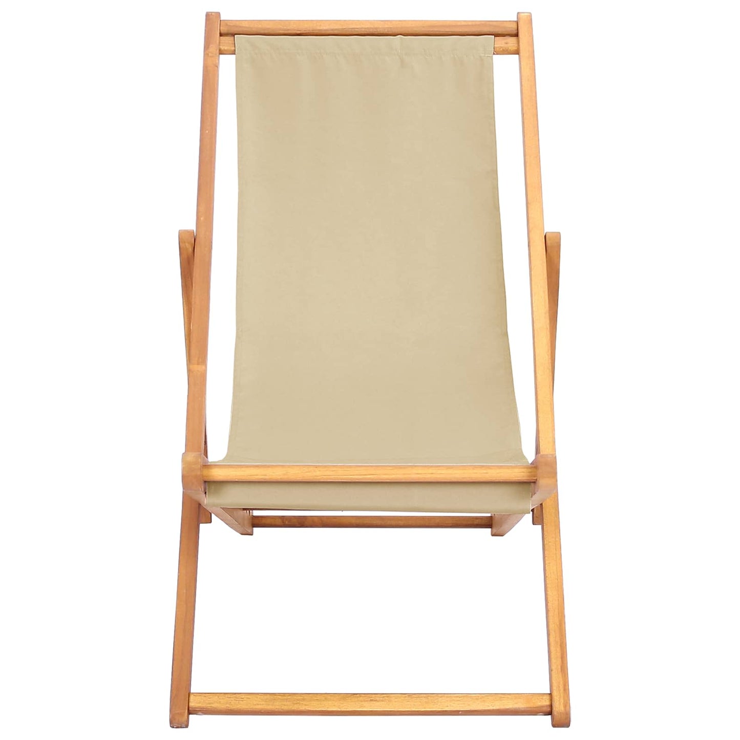 Beach Chair Beige Solid Teak Wood