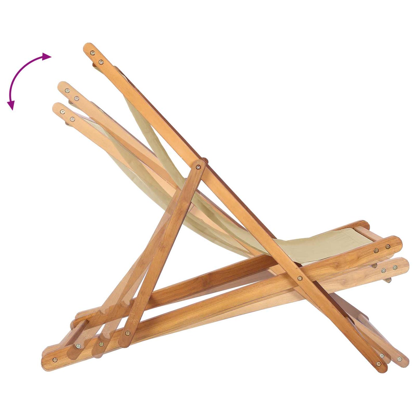 Beach Chair Beige Solid Teak Wood