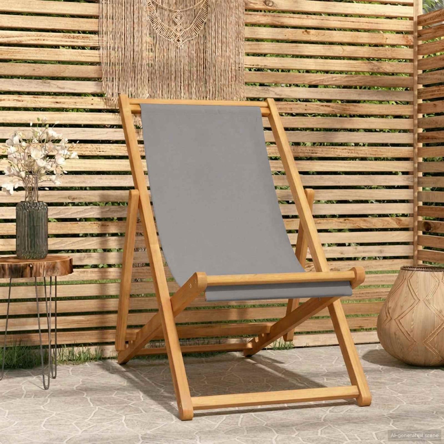 Beach Chair Light Grey Solid Teak Wood