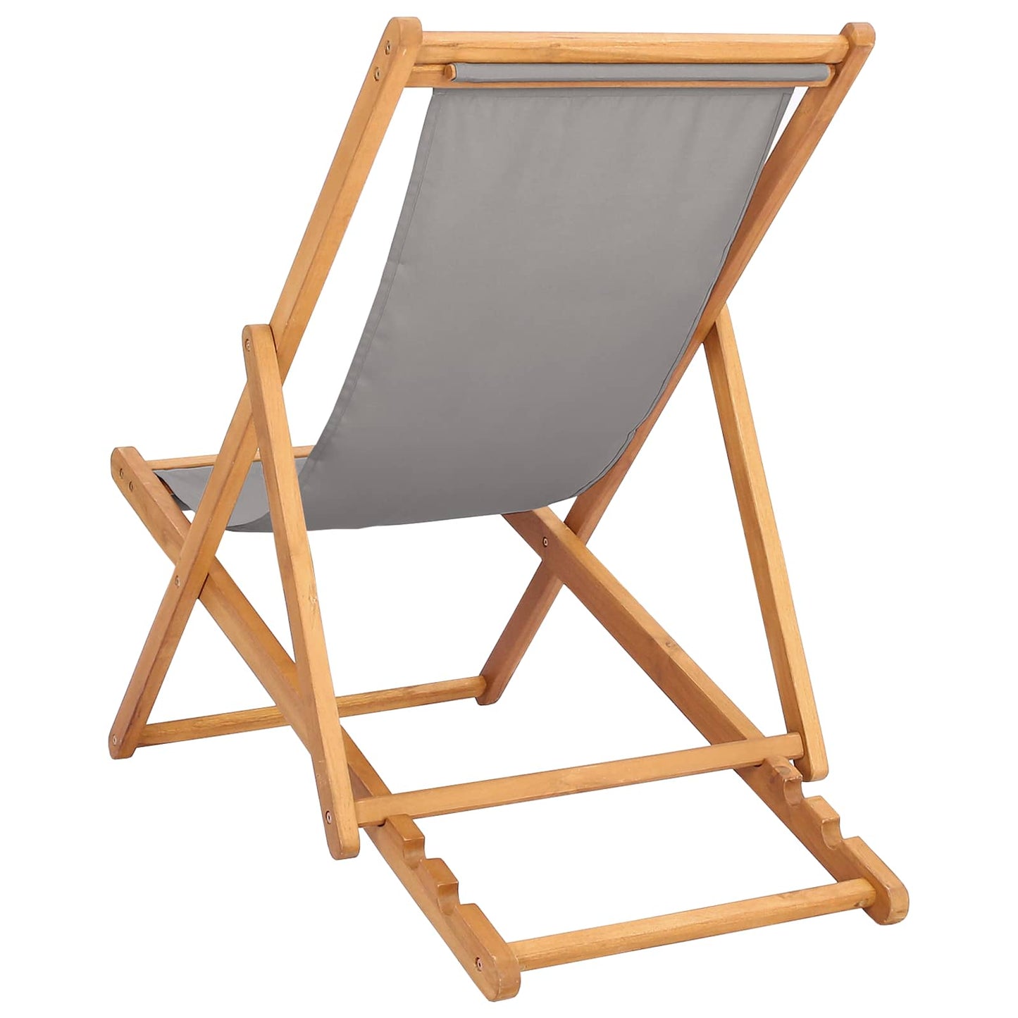 Beach Chair Light Grey Solid Teak Wood