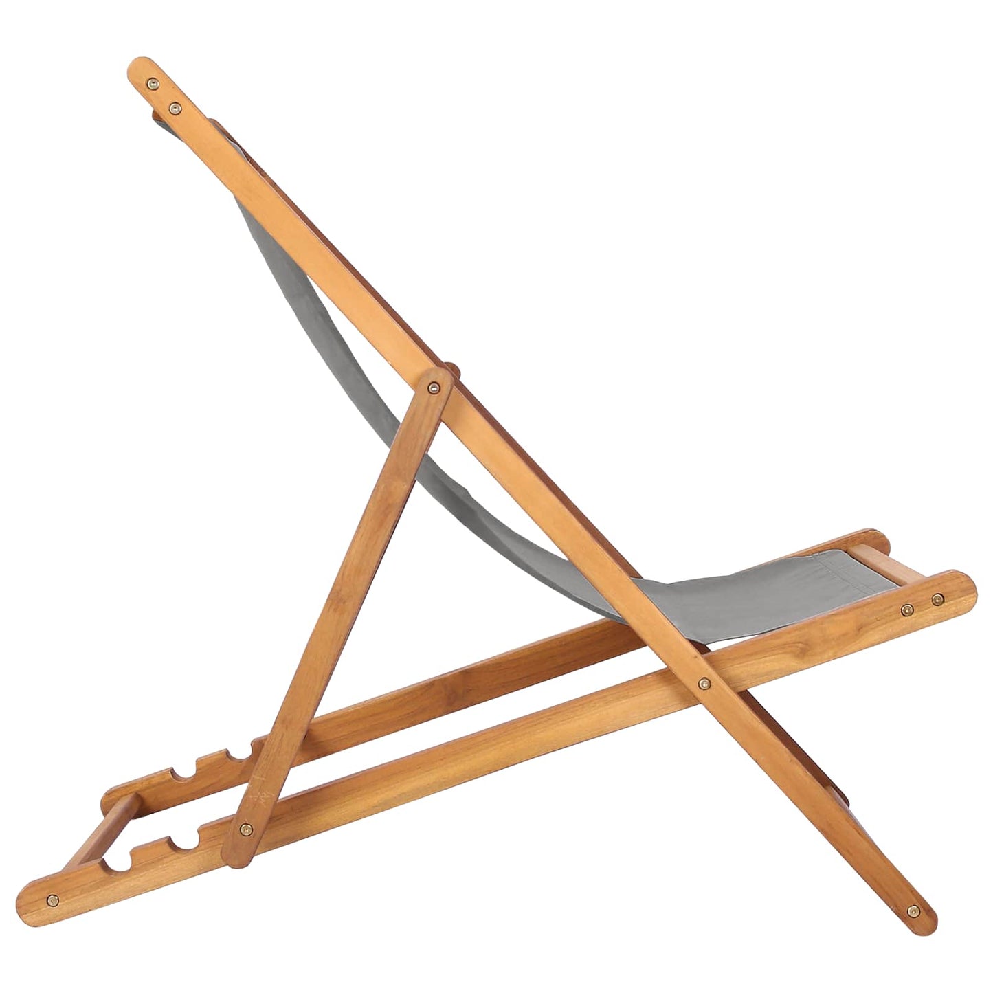 Beach Chair Light Grey Solid Teak Wood