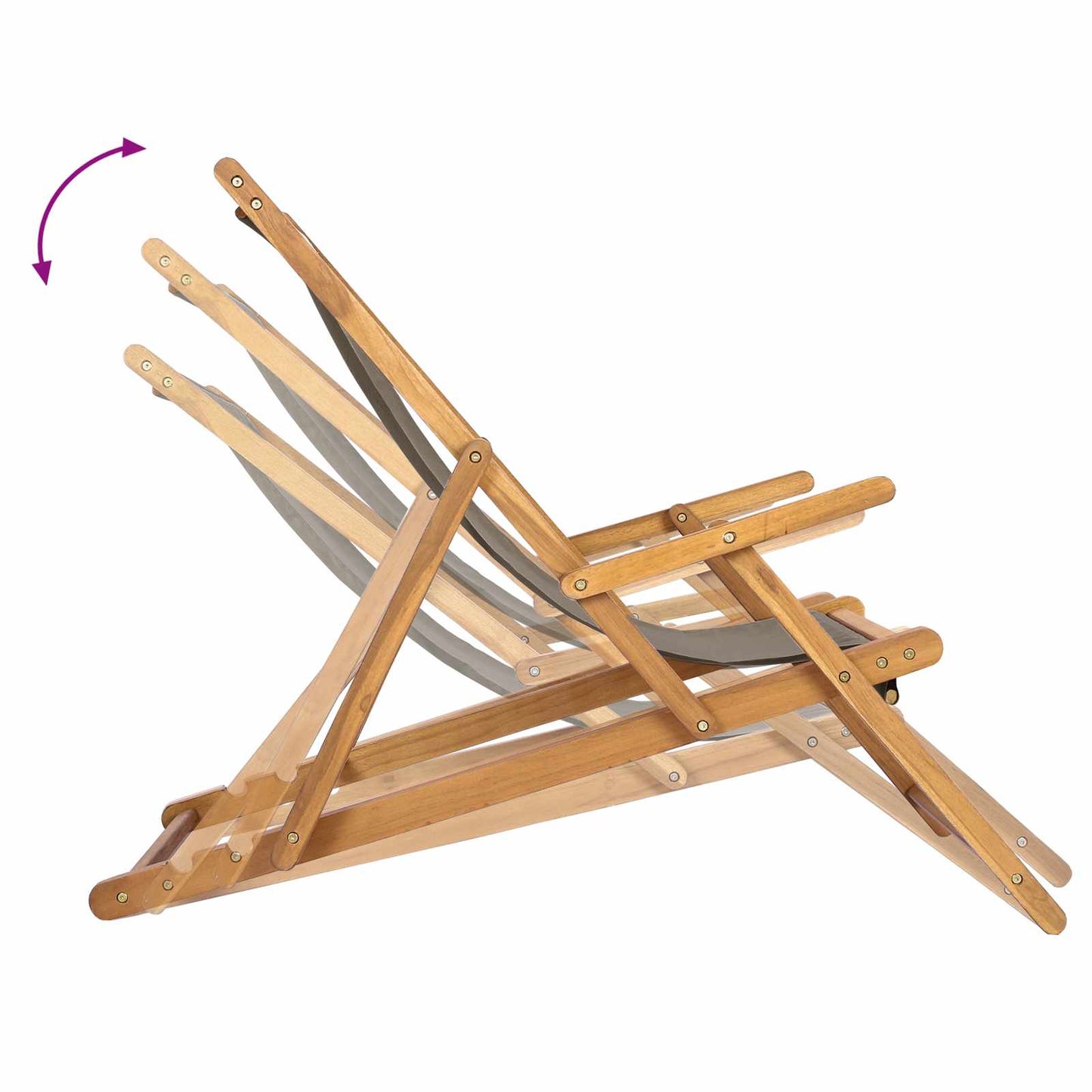 Beach Chair Taupe Solid Teak Wood
