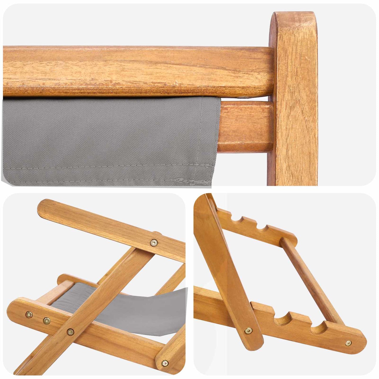 Beach Chair Light Grey Solid Teak Wood