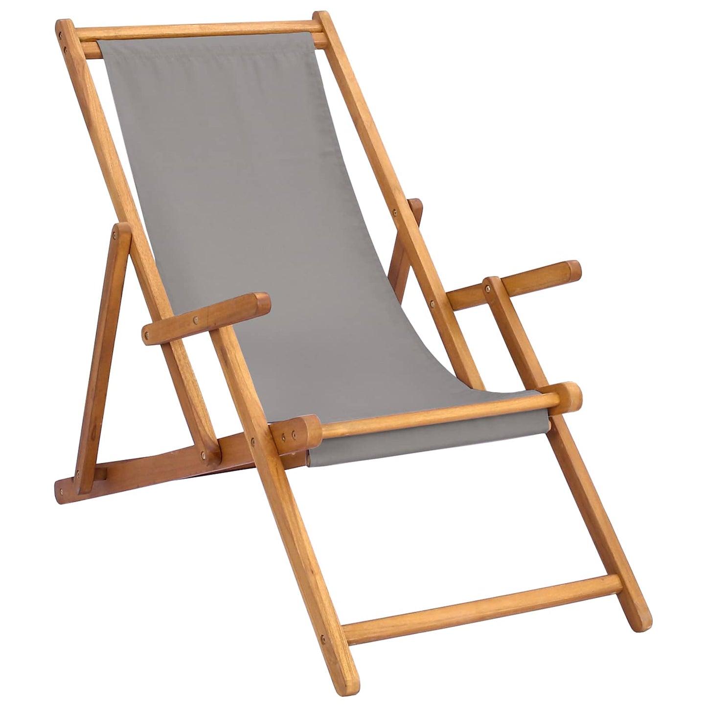 Beach Chair Light Grey Solid Teak Wood