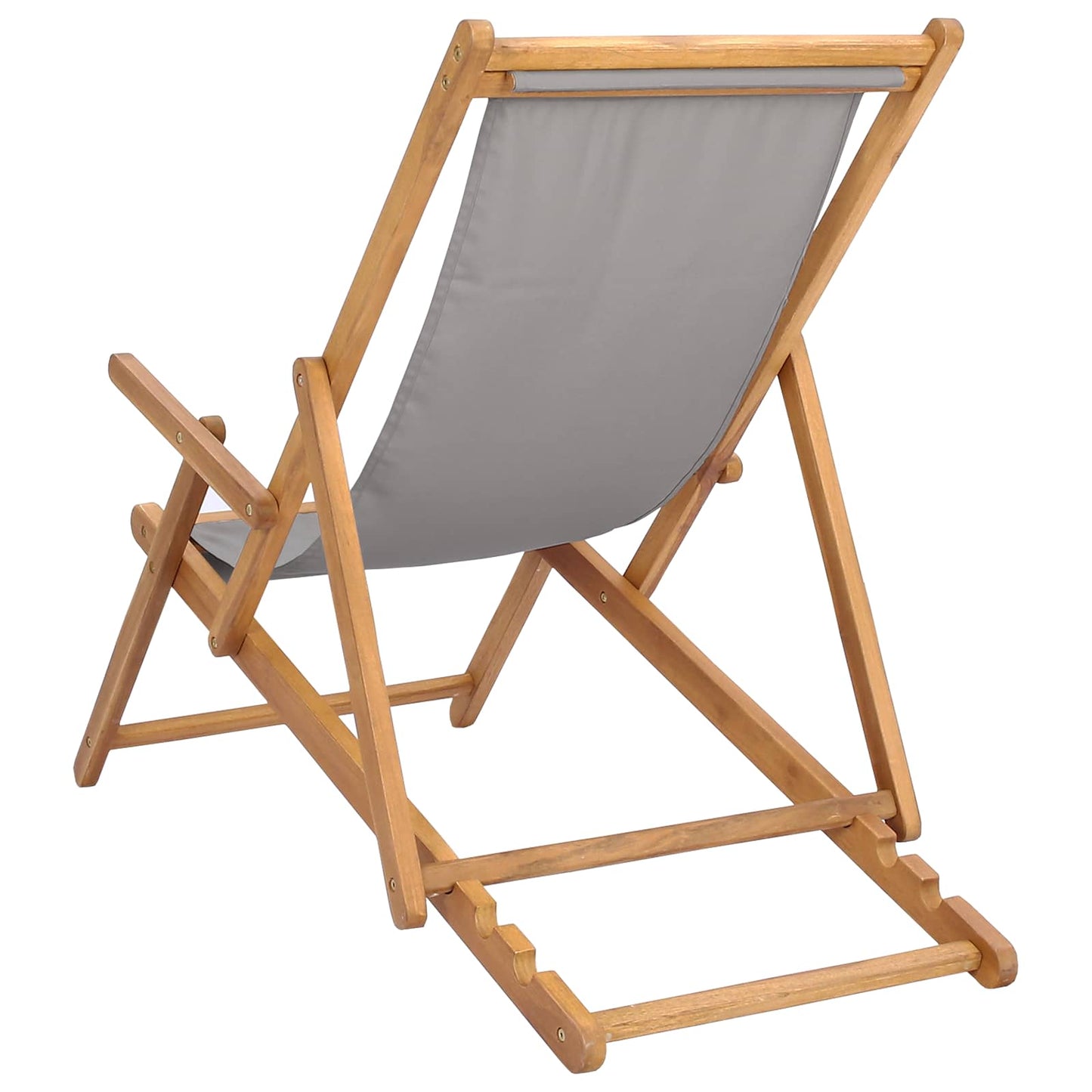 Beach Chair Light Grey Solid Teak Wood