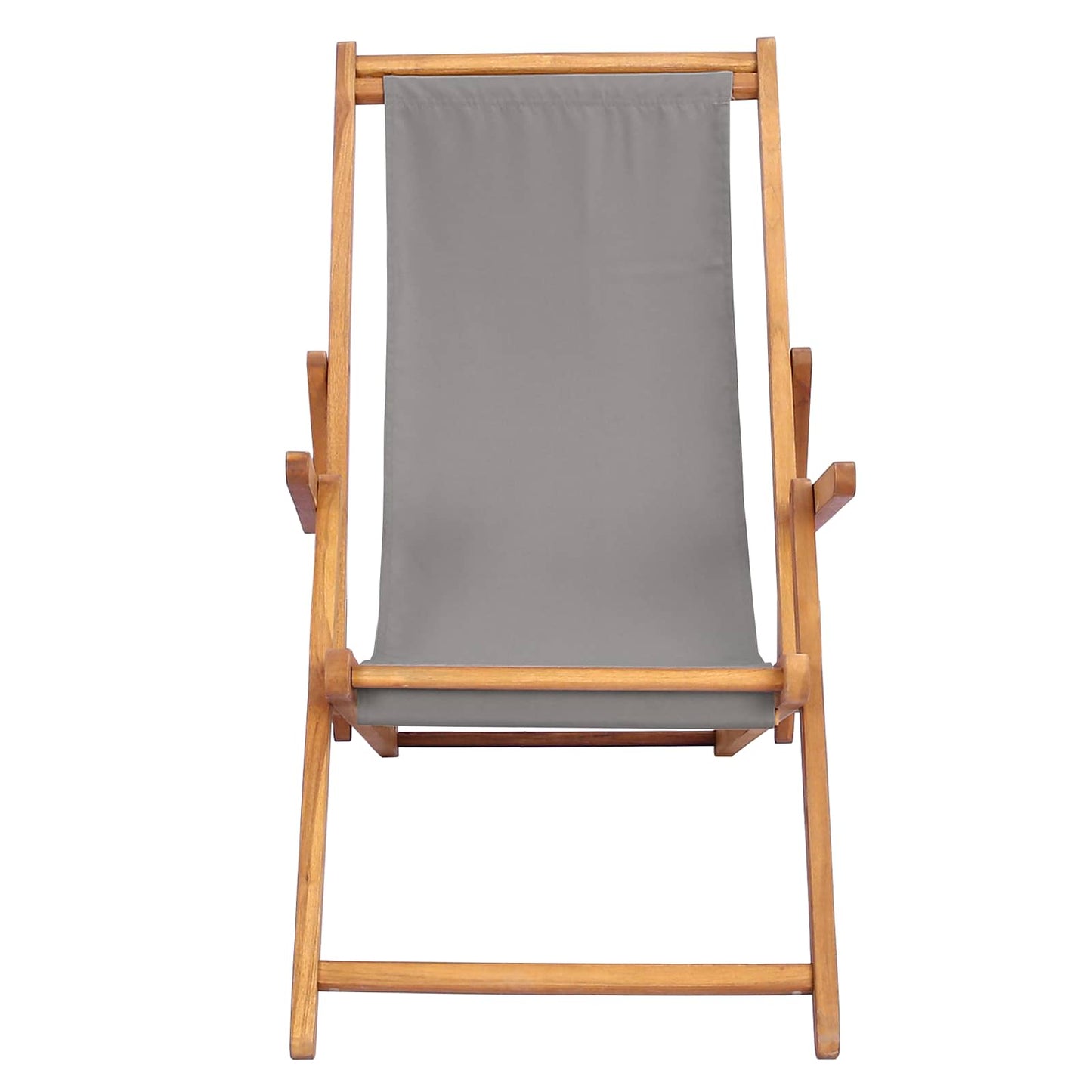 Beach Chair Light Grey Solid Teak Wood