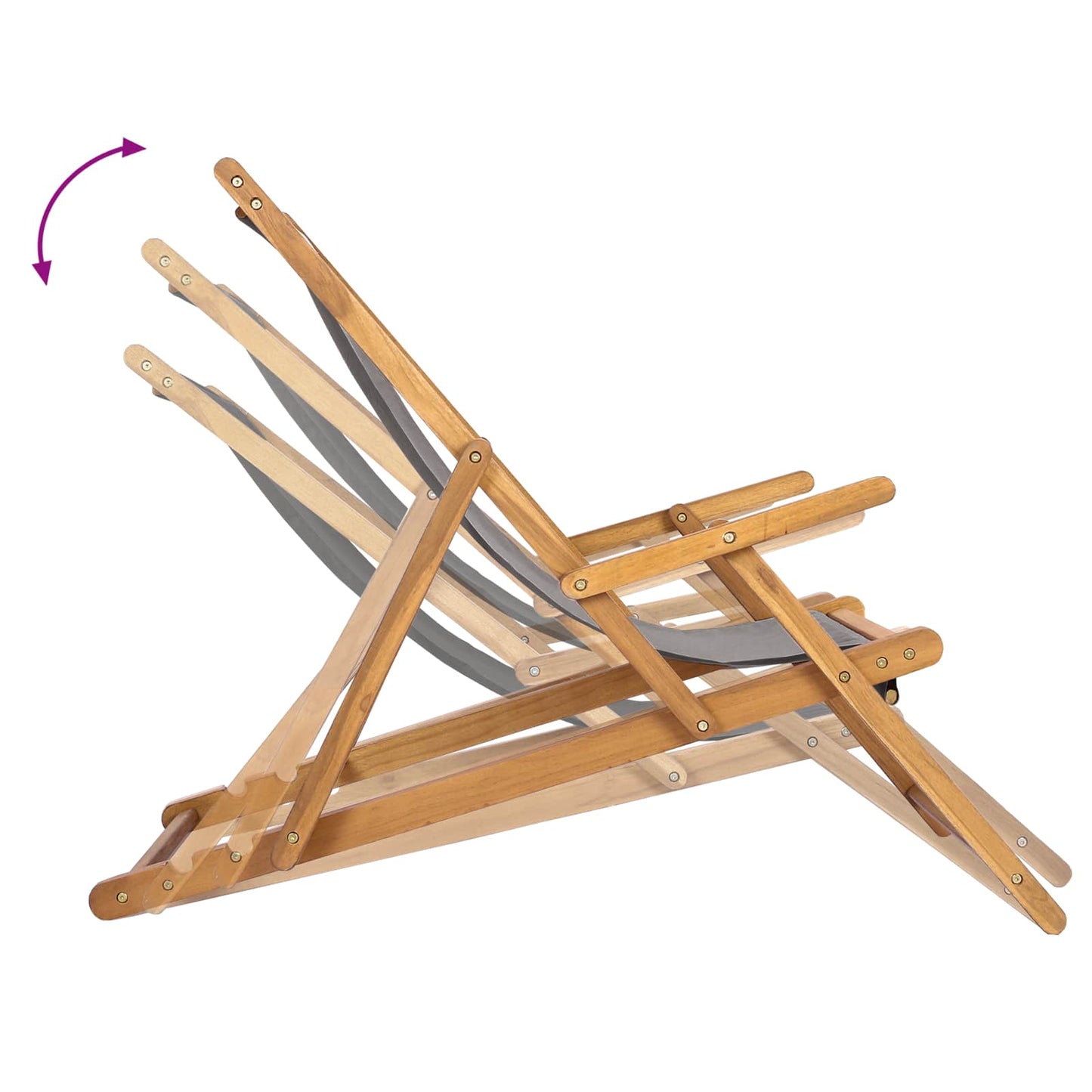 Beach Chair Light Grey Solid Teak Wood