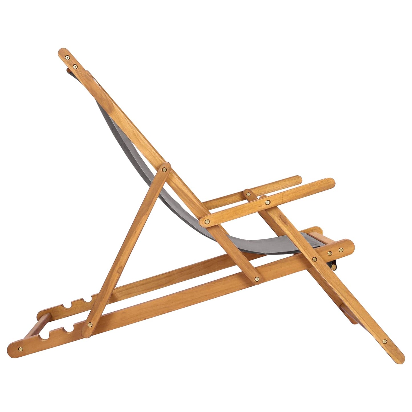 Beach Chair Light Grey Solid Teak Wood