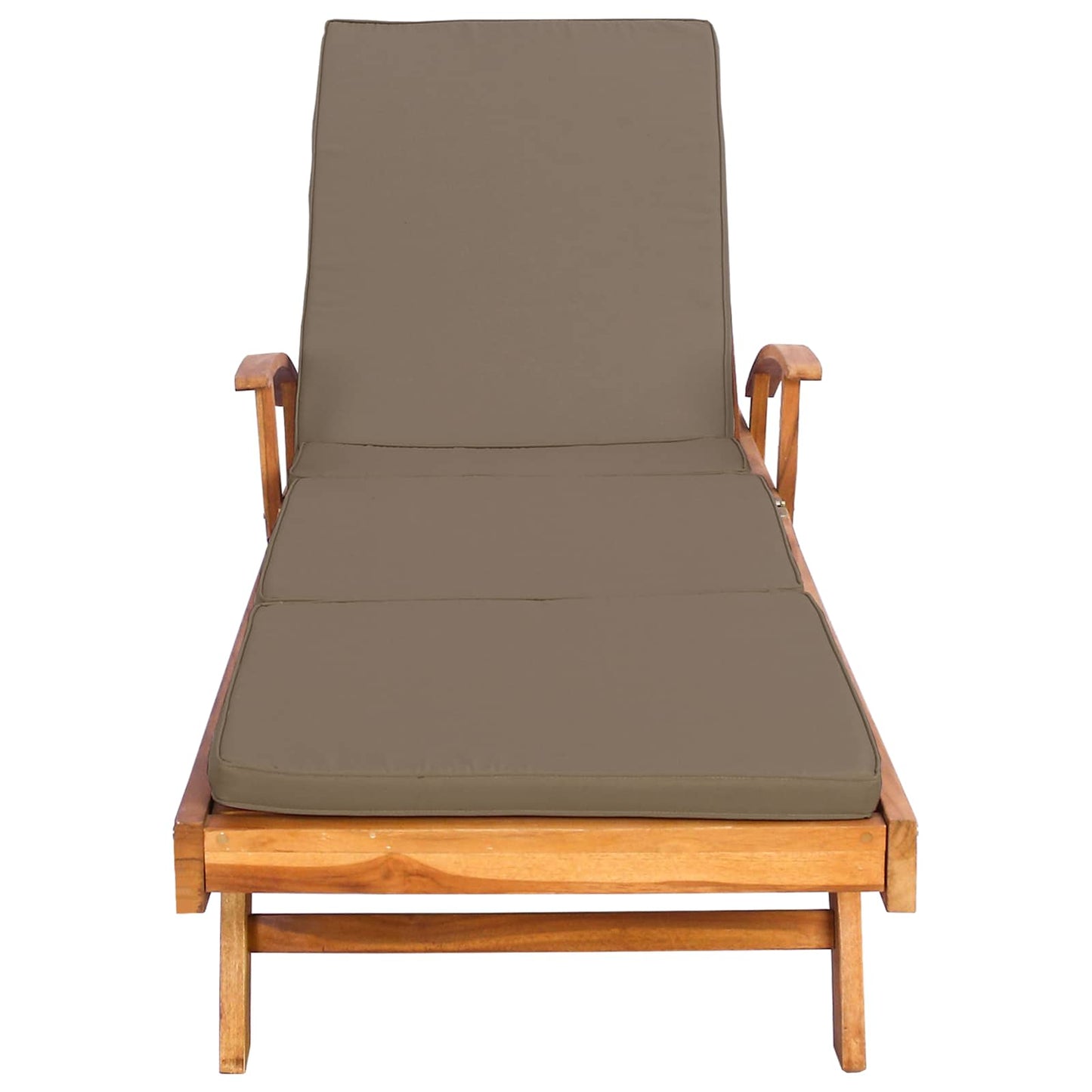 Sun Lounger with Cushion 100% Polyester Solid-Teak