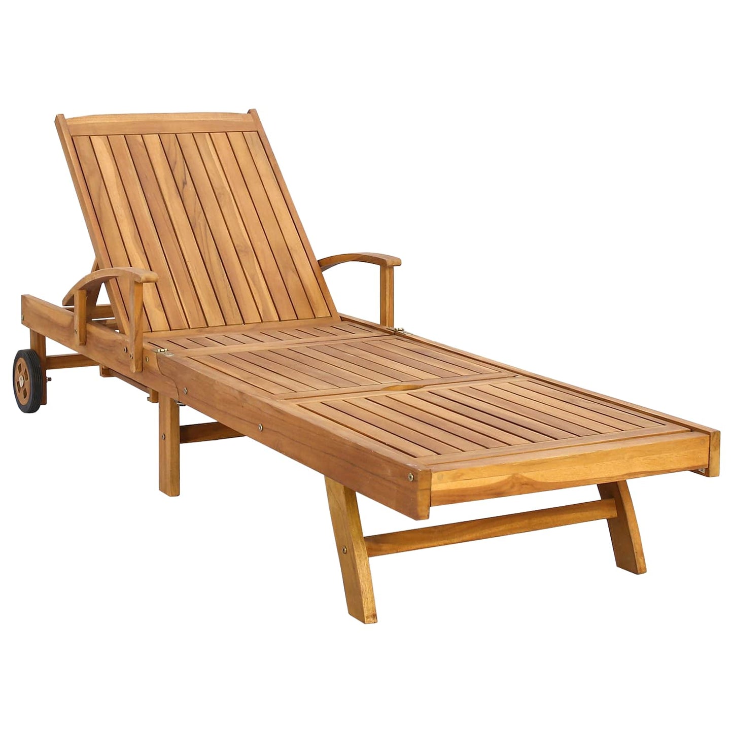 Sun Lounger with Cushion 100% Polyester Solid-Teak