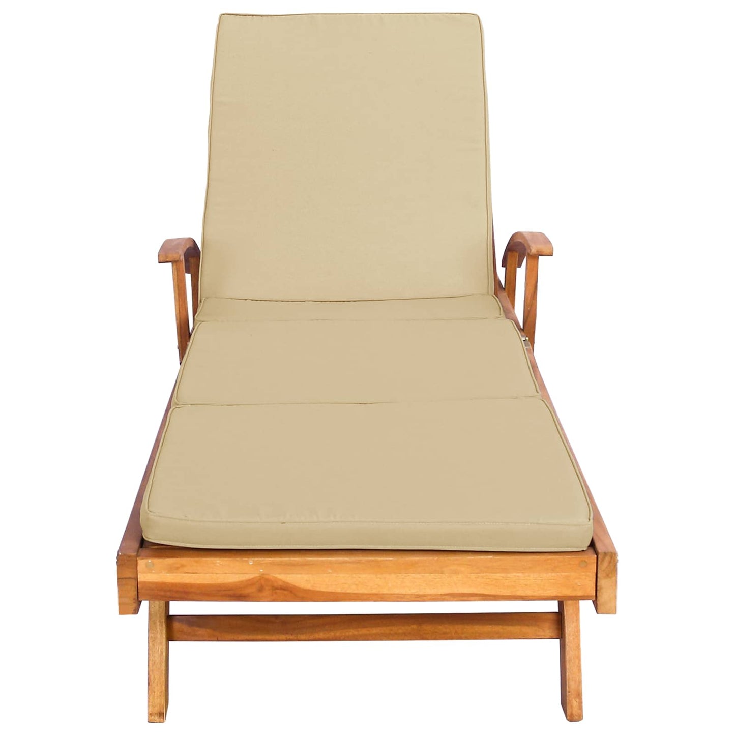 Sun Lounger with Cushion 100% Polyester Solid-Teak