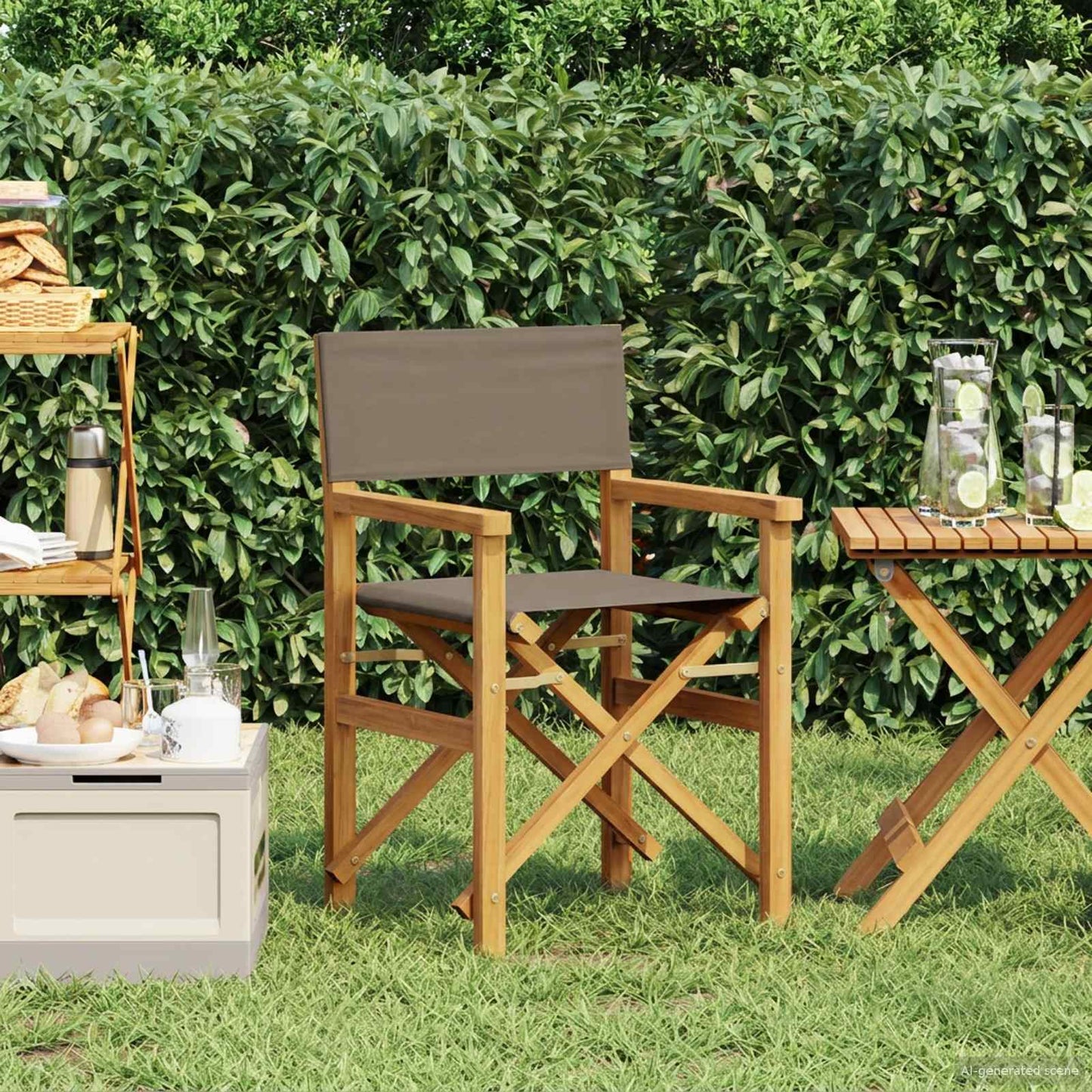 Dining Chair Brown and Taupe 56 x 54 x 87 cm Solid Teak Wood