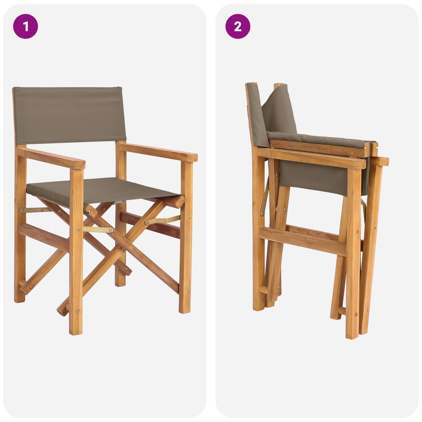 Dining Chair Brown and Taupe 56 x 54 x 87 cm Solid Teak Wood
