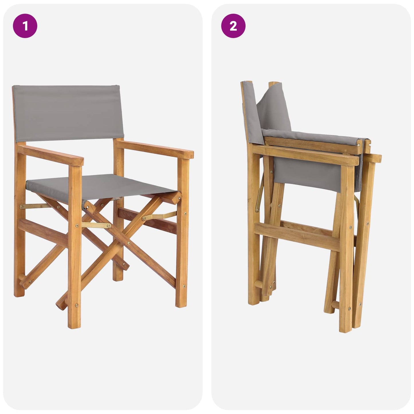 Dining Chair Folding Brown and Light Grey 56 x 54 x 87 cm