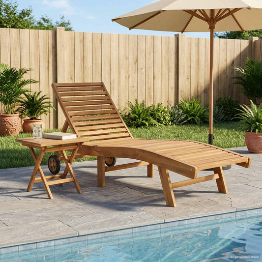 Sun Lounger 2 pcs Solid Teak Wood Brown