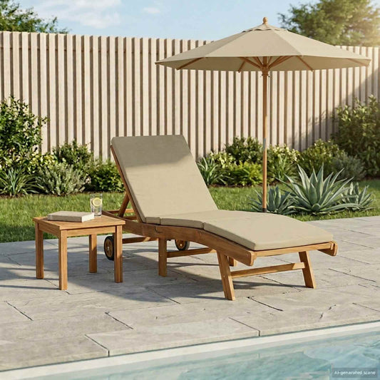 Sun Lounger Polyester Brown and Beige