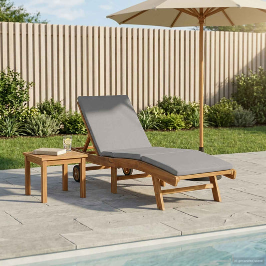 Sun Lounger Polyester Brown and Light Grey
