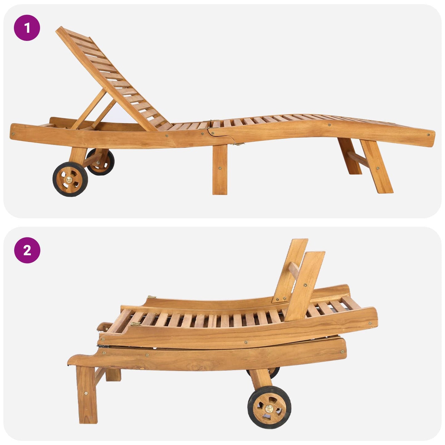 Sun Lounger Brown and Light Grey Polyester