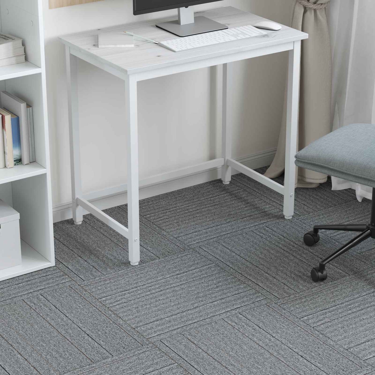 Carpet Tile Light Grey with Stripe 50 x 50 cm 4 pcs