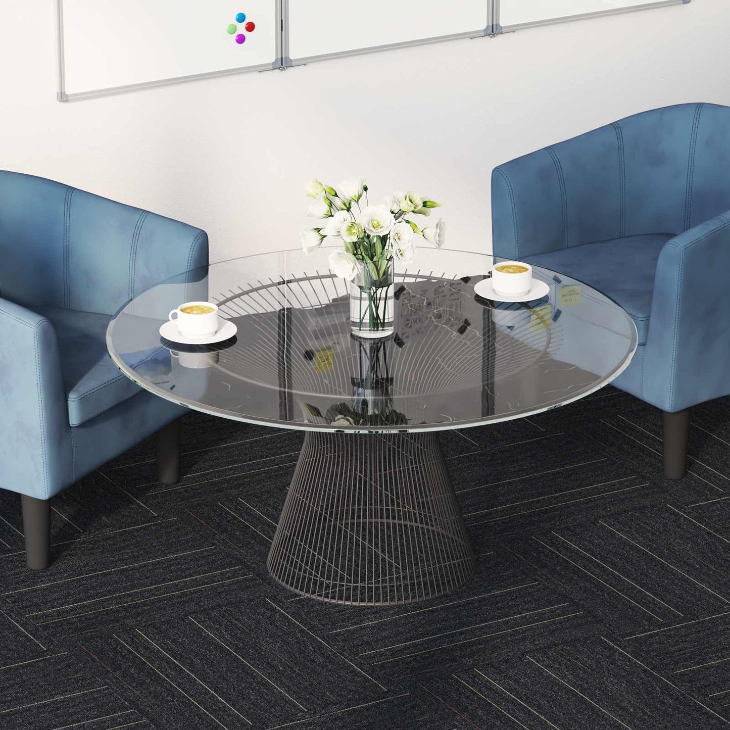 Carpet Tile Dark Grey with Stripes 50 x 50 cm 4 pcs