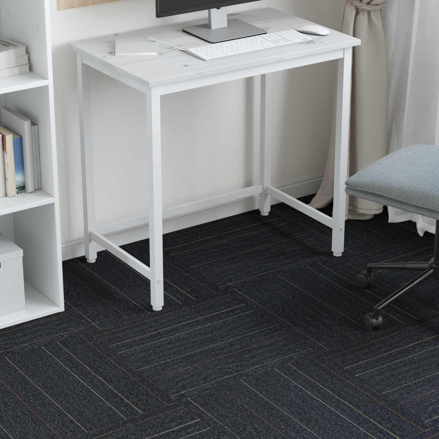 Carpet Tile Dark Grey with Stripes 50 x 50 cm 36 pcs