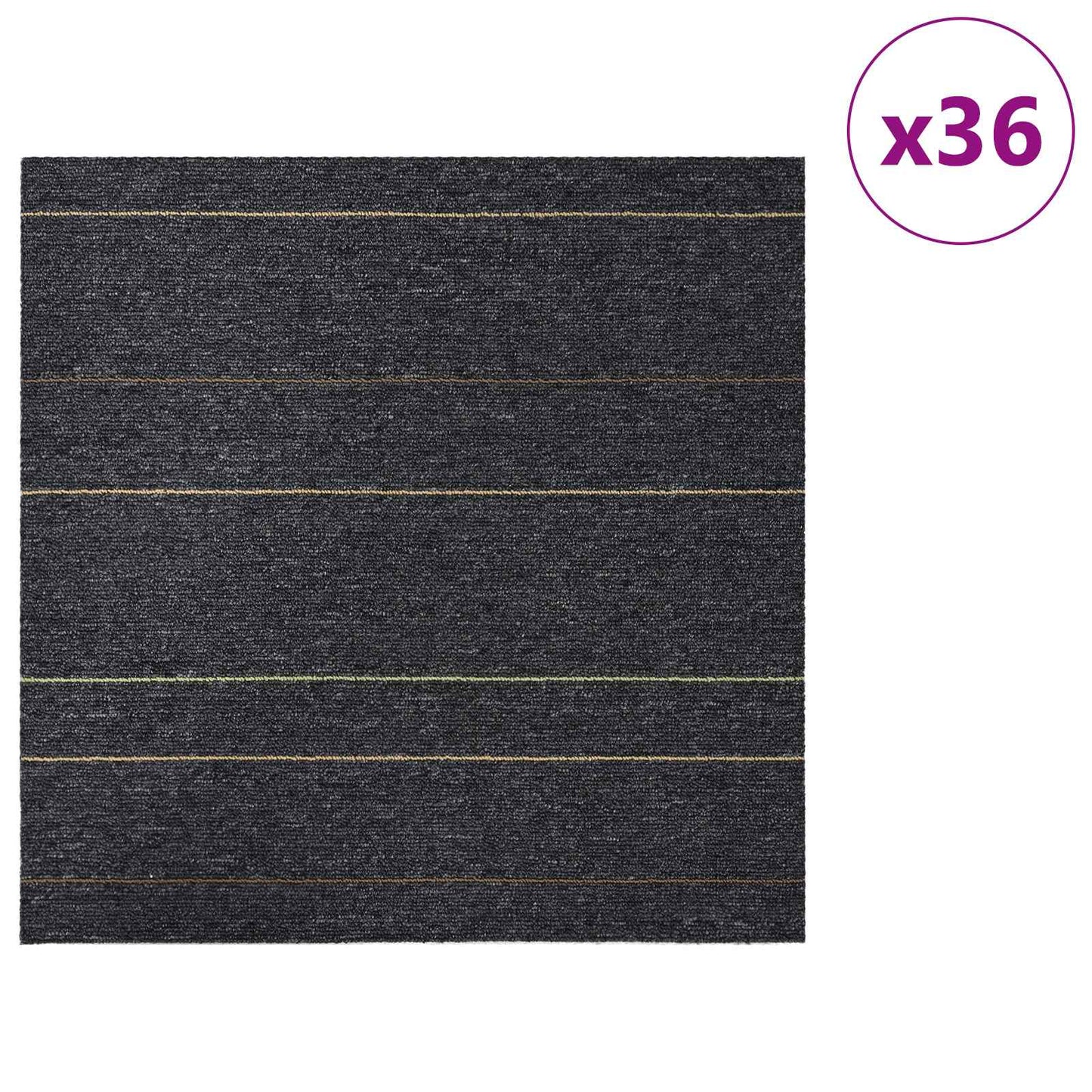 Carpet Tile Dark Grey with Stripes 50 x 50 cm 36 pcs