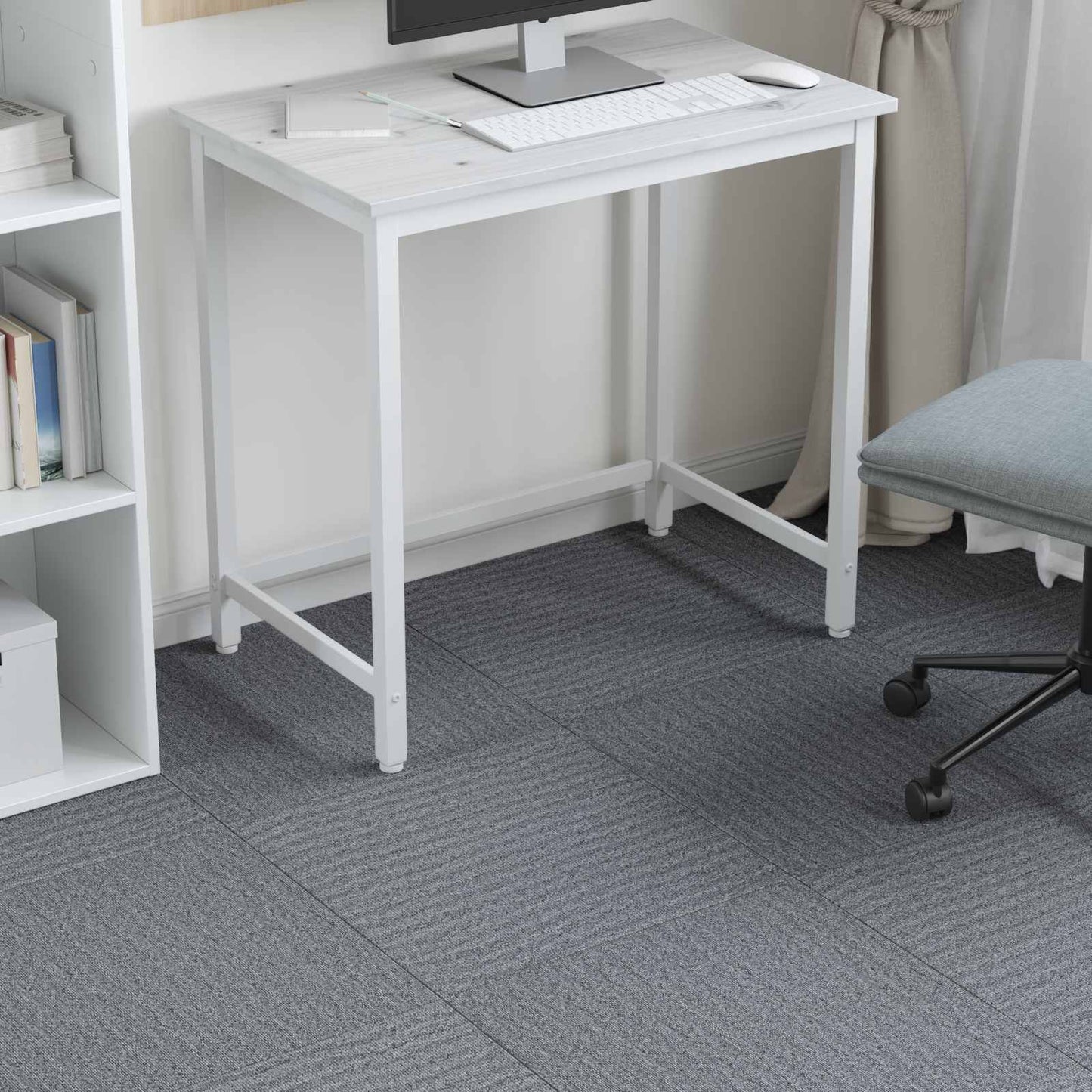 Carpet Tile Light Grey 50 x 50 cm 4 pcs PP and Bitumen